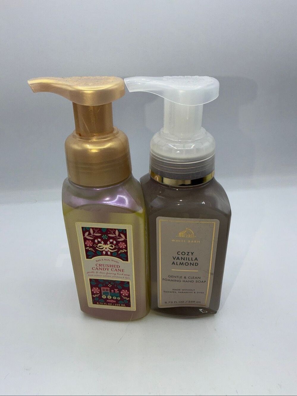 BATH & BODY WORKS Lot of 2 Gentle Foaming Hand Soaps- Crushed Candy Cane & Cozy